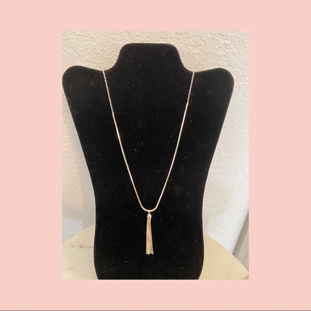 Nine West- Silver Tassel fashion Necklace 18” length